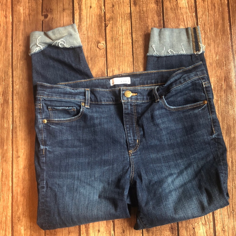 LOFT Modern Skinny Jeans with Raw Tacked Cuff Sz 32/14